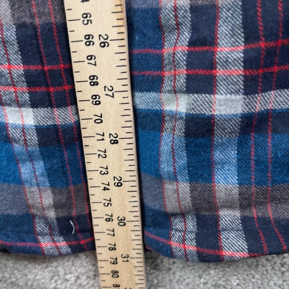 Burnside Shirt Jacket Mens 2XL Blue Plaid Quilted Lined Hooded Flannel Shacket